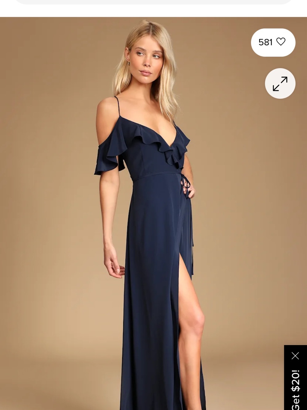 Lulu's Navy Ruffle-Shoulder Maxi Dress - Picture 3 of 8